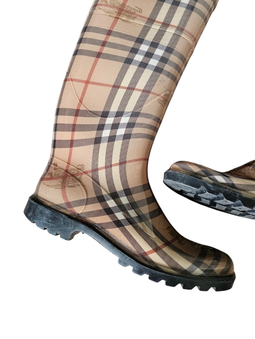 Burberry Plaid Check Tall Rain Boots Size 38 - Picture 3 of 12
